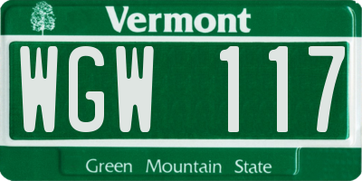 VT license plate WGW117