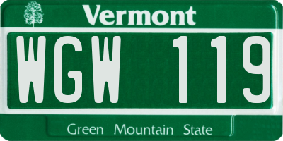 VT license plate WGW119