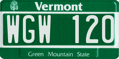 VT license plate WGW120