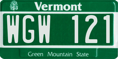 VT license plate WGW121