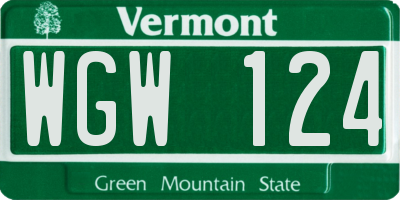 VT license plate WGW124