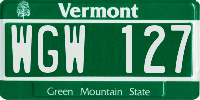 VT license plate WGW127