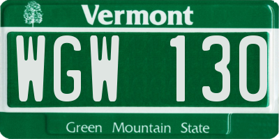 VT license plate WGW130