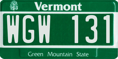 VT license plate WGW131