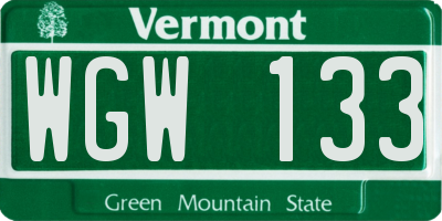 VT license plate WGW133