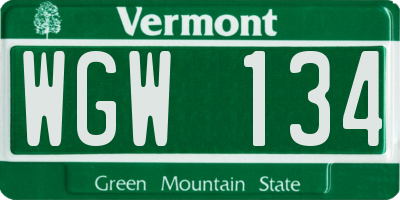 VT license plate WGW134
