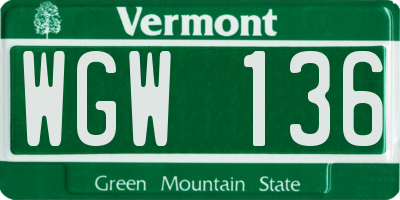 VT license plate WGW136