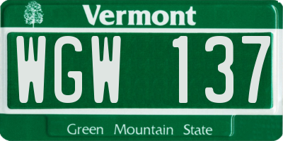VT license plate WGW137
