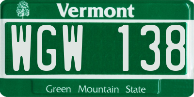VT license plate WGW138