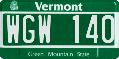 VT license plate WGW140