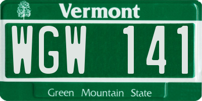 VT license plate WGW141