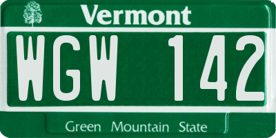VT license plate WGW142