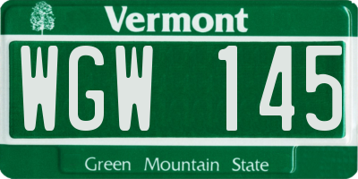 VT license plate WGW145