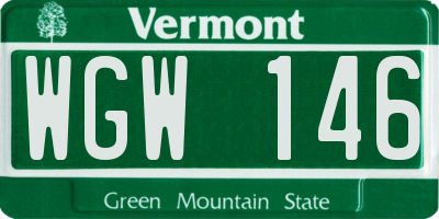 VT license plate WGW146