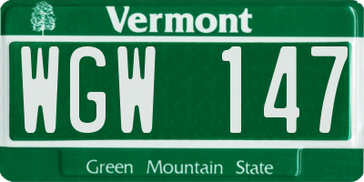 VT license plate WGW147