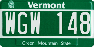 VT license plate WGW148