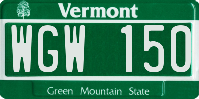 VT license plate WGW150