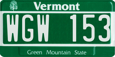 VT license plate WGW153