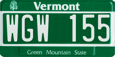 VT license plate WGW155