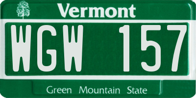 VT license plate WGW157
