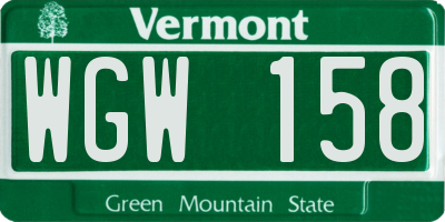 VT license plate WGW158