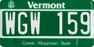 VT license plate WGW159