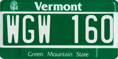 VT license plate WGW160