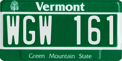VT license plate WGW161