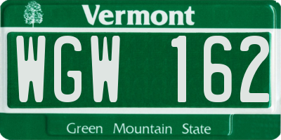 VT license plate WGW162