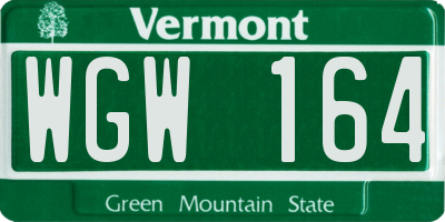 VT license plate WGW164
