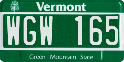 VT license plate WGW165