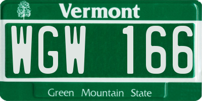 VT license plate WGW166