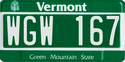 VT license plate WGW167
