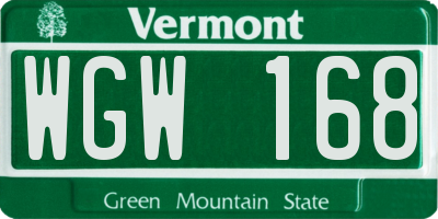 VT license plate WGW168