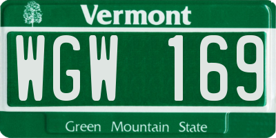 VT license plate WGW169