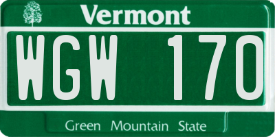 VT license plate WGW170