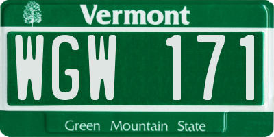 VT license plate WGW171