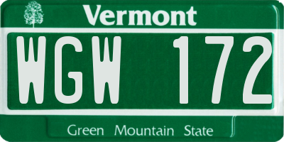 VT license plate WGW172