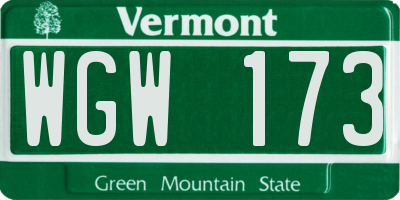 VT license plate WGW173