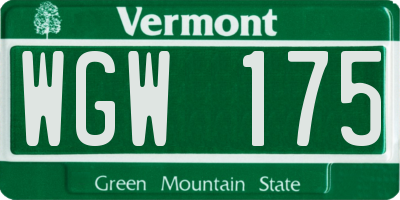 VT license plate WGW175