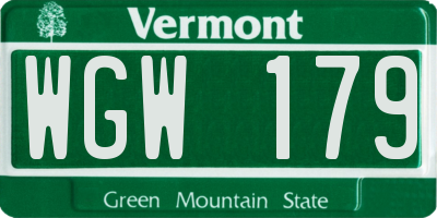 VT license plate WGW179