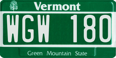 VT license plate WGW180