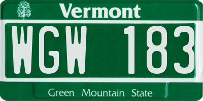 VT license plate WGW183