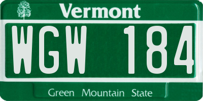 VT license plate WGW184