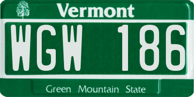 VT license plate WGW186