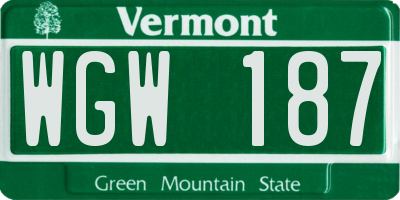 VT license plate WGW187