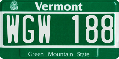 VT license plate WGW188