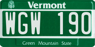VT license plate WGW190