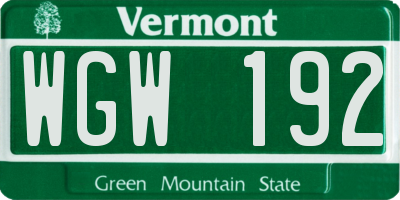 VT license plate WGW192