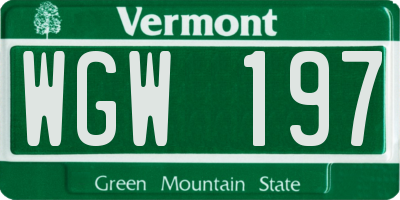 VT license plate WGW197